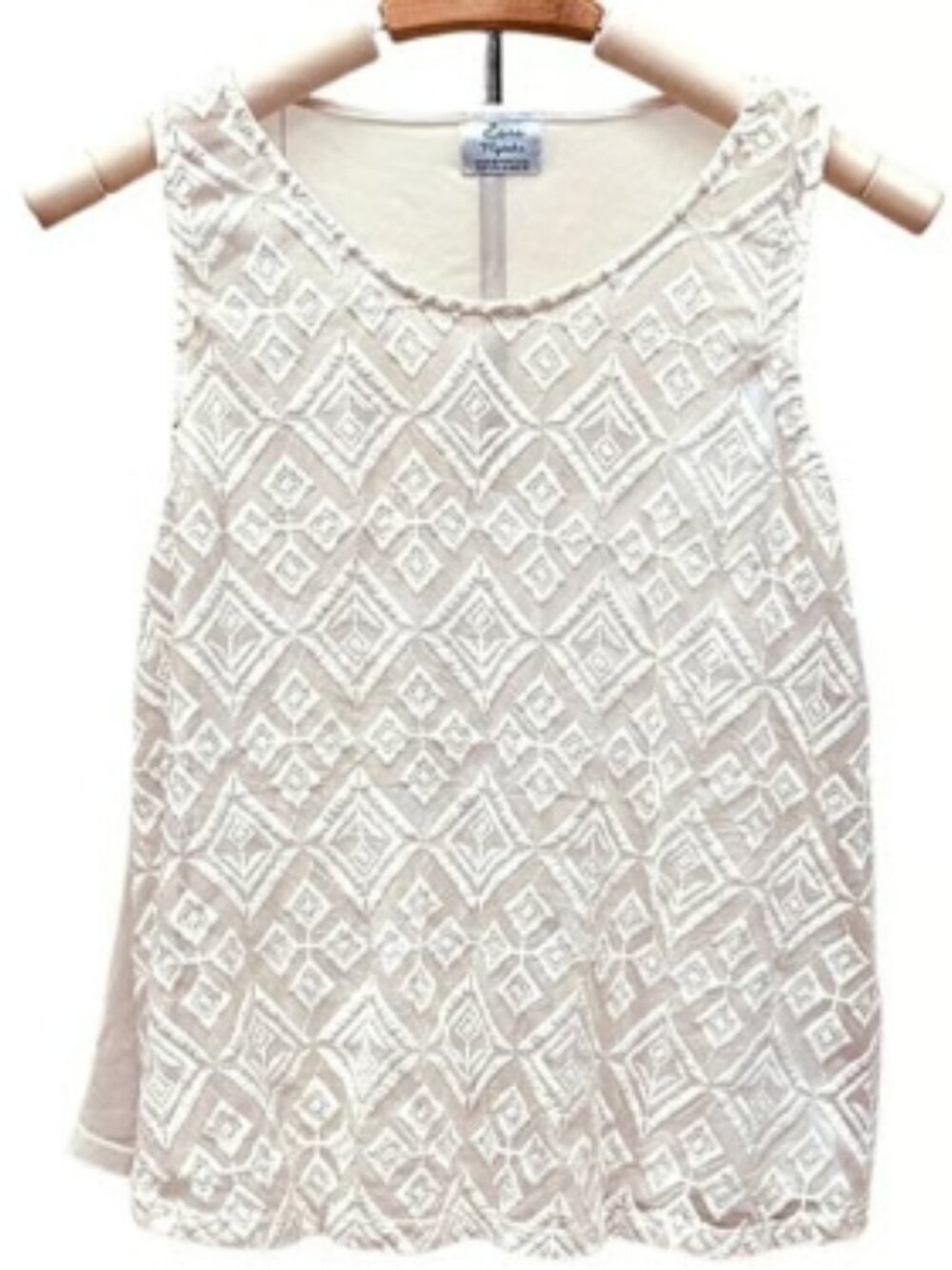 Zara NEW Lightweight White Embroidered Blouse Overlay Lined Sleeveless Top Flowy